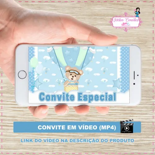 Convite Animado Ursinho Baloeiro