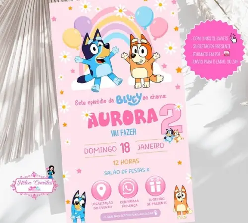 Convite Bluey e Bingo - Interativo