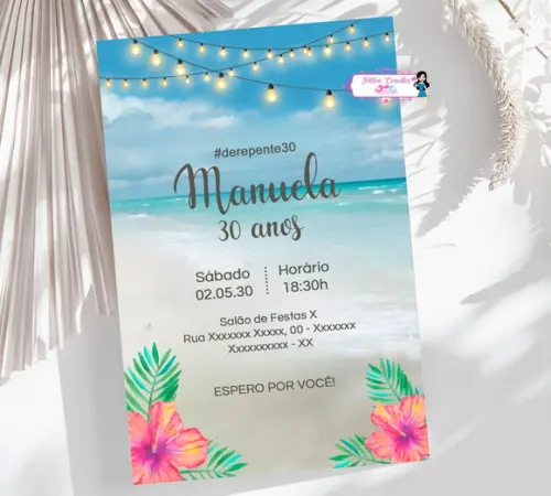Convite Digital 20, 25, 30, 40, 45, 40 Anos Sumer - Praia