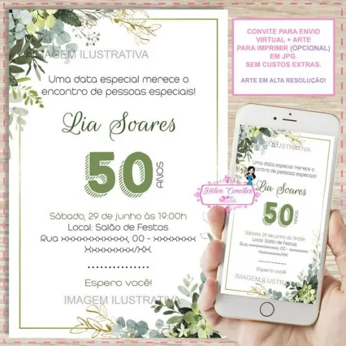 Convite Digital 30, 40, 45, 40,50, 55, 60, 70, 80 Anos