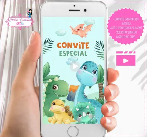 Convite Digital Animado Dinossauro Baby