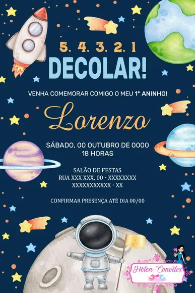 Convite Digital Astronauta ou Espaço