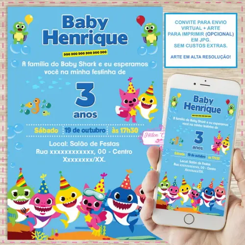 Convite Digital Baby Shark