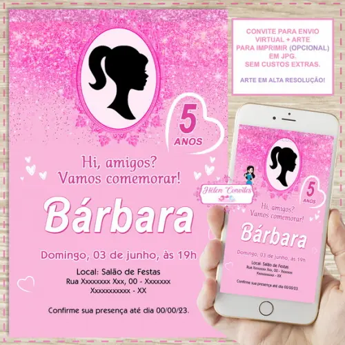 Convite Digital Barbie