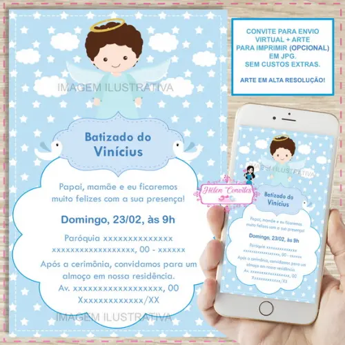 Convite Digital Batizado Menino
