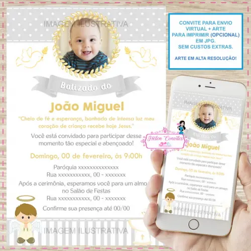 Convite Digital Batizado Unissex
