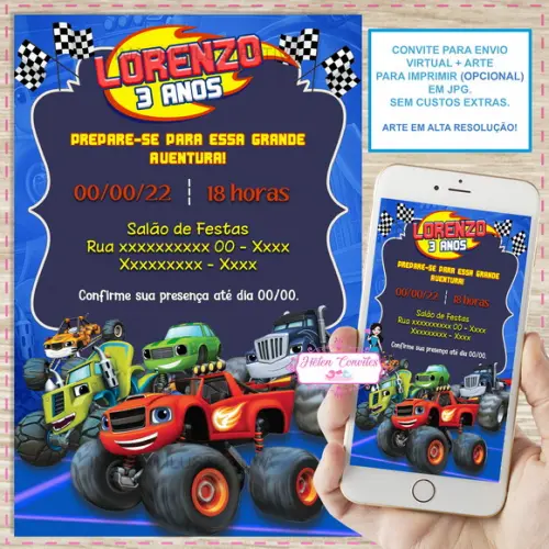 Convite Digital Blaze Monster Machine