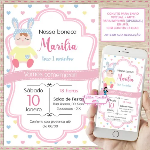 Convite Digital Boneca Metoo