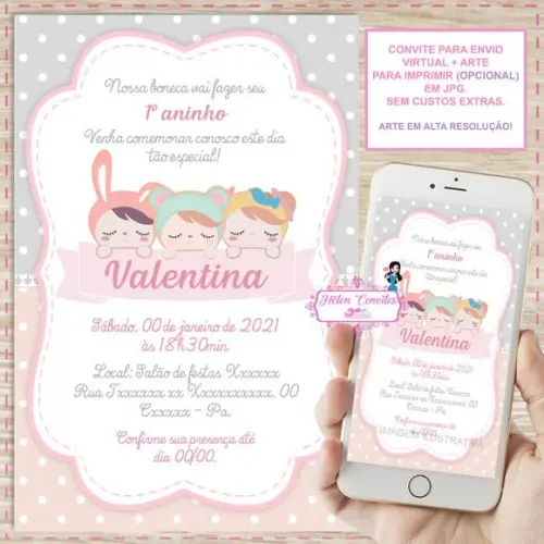 Convite Digital Boneca Metoo