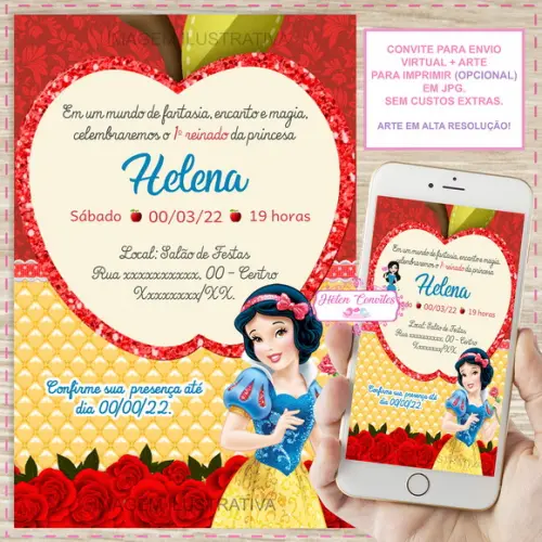 Convite Digital Branca de Neve