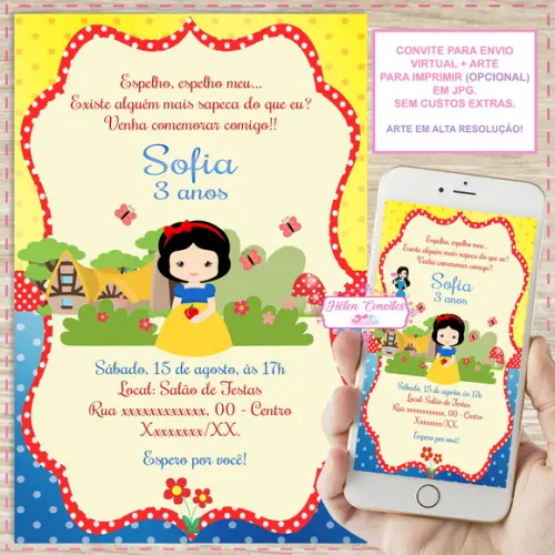 Convite Digital Branca de Neve