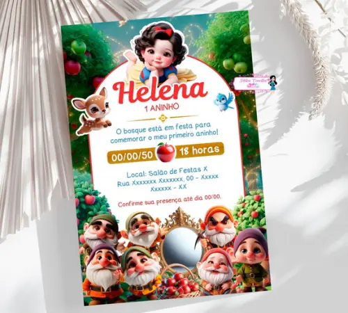 Convite Digital Branca de Neve Baby