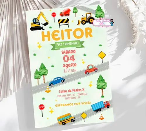 Convite Digital Carrinhos ou Meios de Transporte