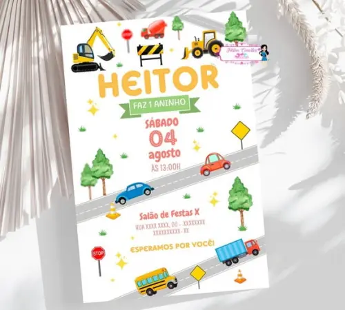 Convite Digital Carrinhos ou Meios de Transporte