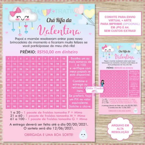Convite Digital Chá Rifa Chuva de Amor