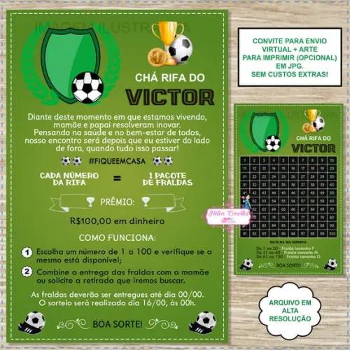 Convite Digital Chá Rifa Futebol