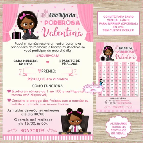 Convite Digital Chá Rifa Poderosa Chefinha