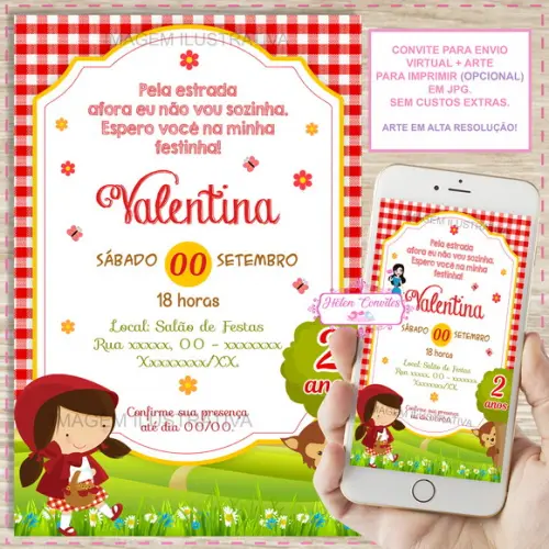 Convite Digital Chapeuzinho Vermelho