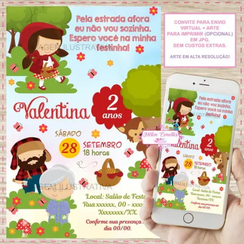 Convite Digital Chapeuzinho Vermelho