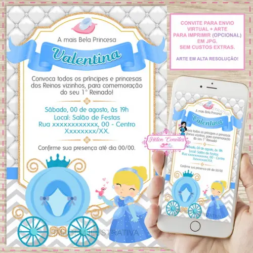 Convite Digital Cinderela Cute