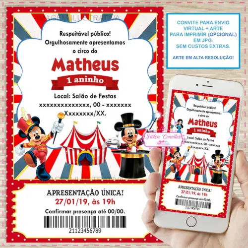 Convite Digital Circo do Mickey