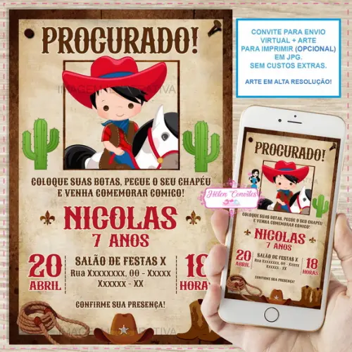 Convite Digital Cowboy ou Country