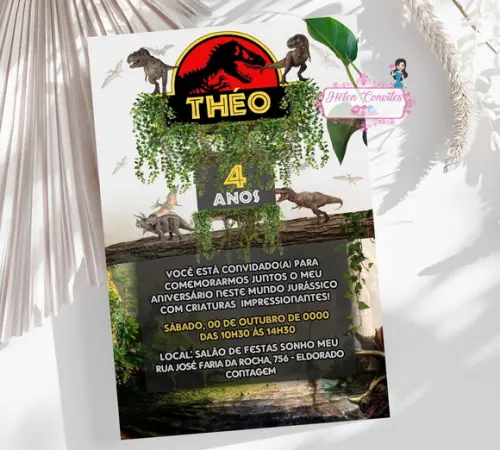 Convite Digital Dinossauro Jurassic Park