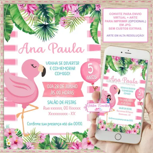 Convite Digital Flamingo