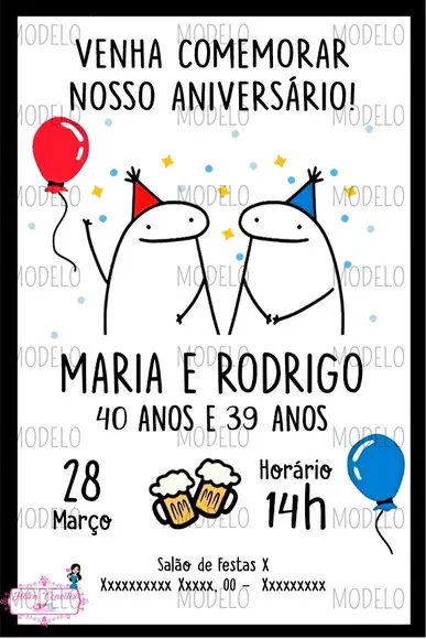 Convite Digital Flork Duplo 12, 15, 20, 25, 30, 40 Anos