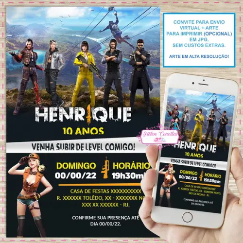 Convite Digital Free Fire