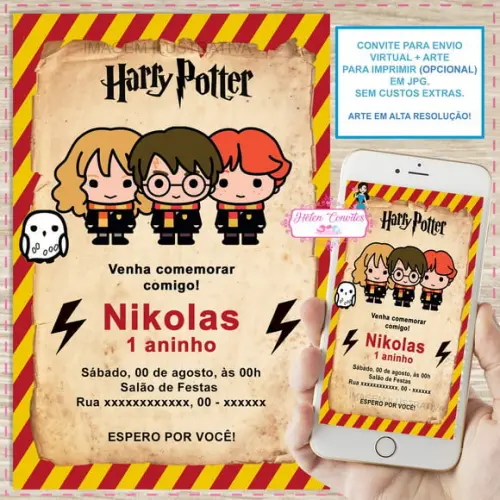 Convite Digital Harry Potter