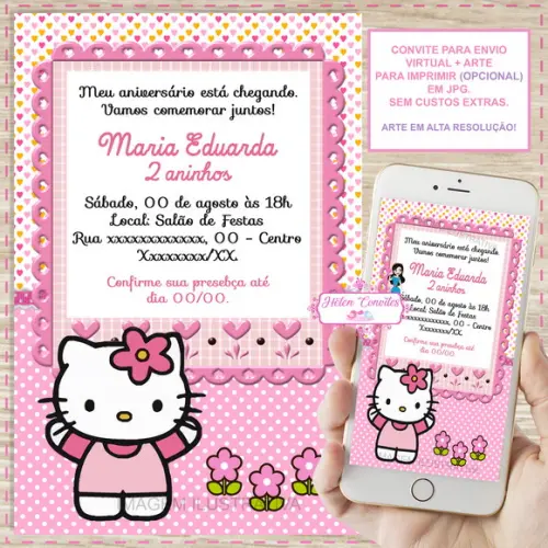 Convite Digital Hello Kitty