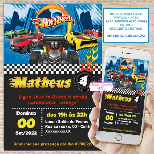 Convite Digital Hot Wheels