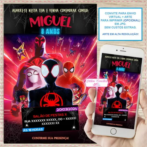 Convite Digital Homem Aranha Mile Morales