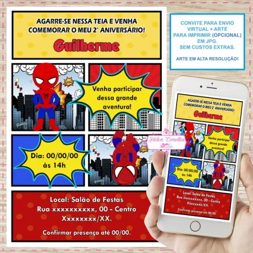 Convite Digital Homem Aranha Cute