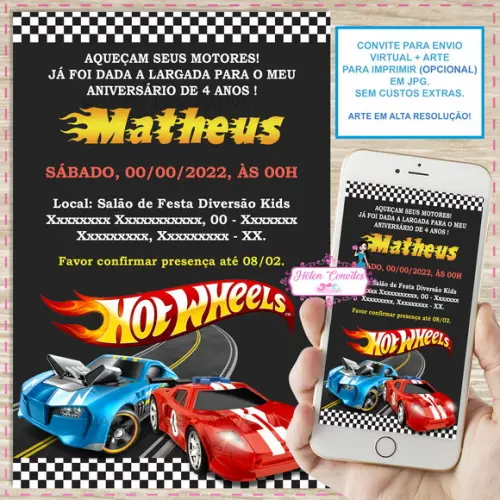 Convite Digital Hot Wheels