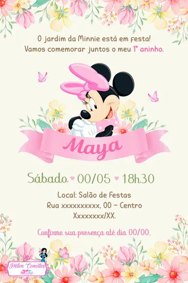 Convite Digital Jardim da Minnie Rosa