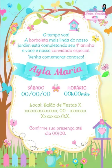 Convite Digital Jardim Encantado |  Jardim das Borboletas