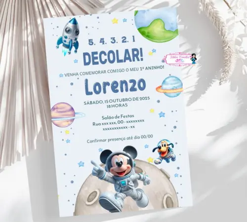 Convite Digital Mickey Astronauta