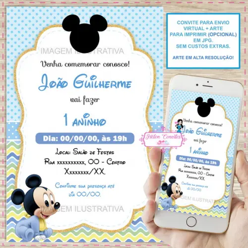 Convite Digital Mickey Baby