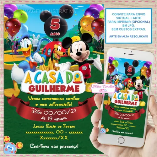 Convite Digital Mickey Mouse