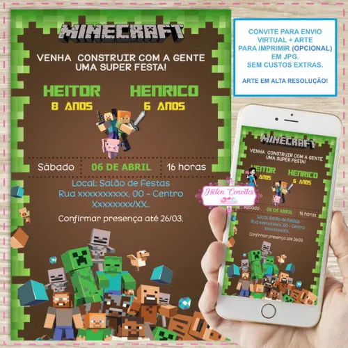 Convite Digital Minecraft