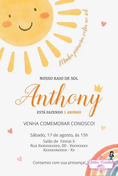 Convite Digital Minha Primeira Volta ao Sol