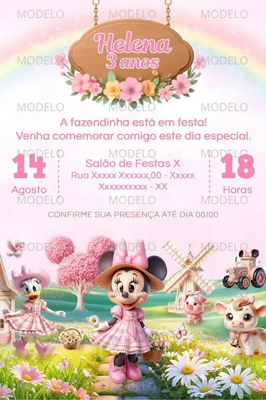 Convite Digital Minnie Fazendeira