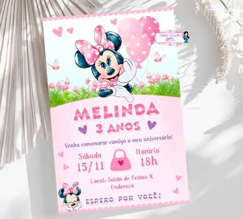 Convite Digital Minnie Rosa