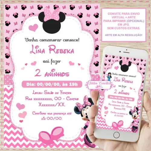 Convite Digital Minnie Rosa