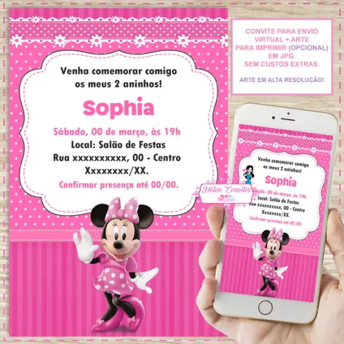 Convite Digital Minnie Rosa