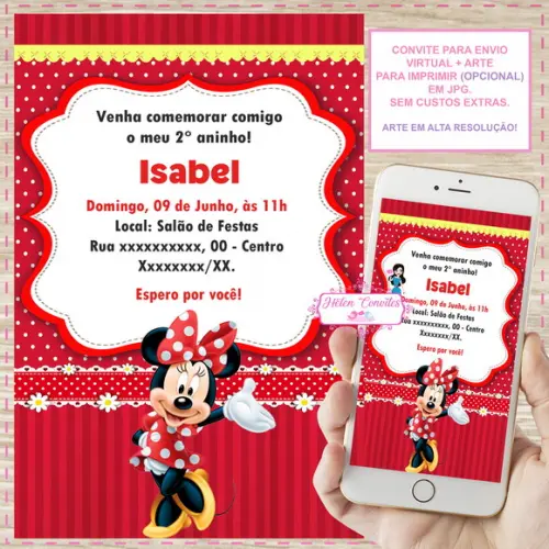 Convite Digital Minnie Vermelha