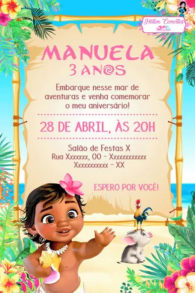 Convite Digital Moana Baby