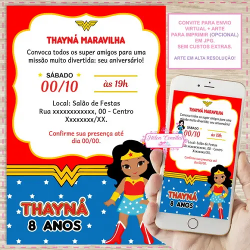 Convite Digital Mulher Maravilha
